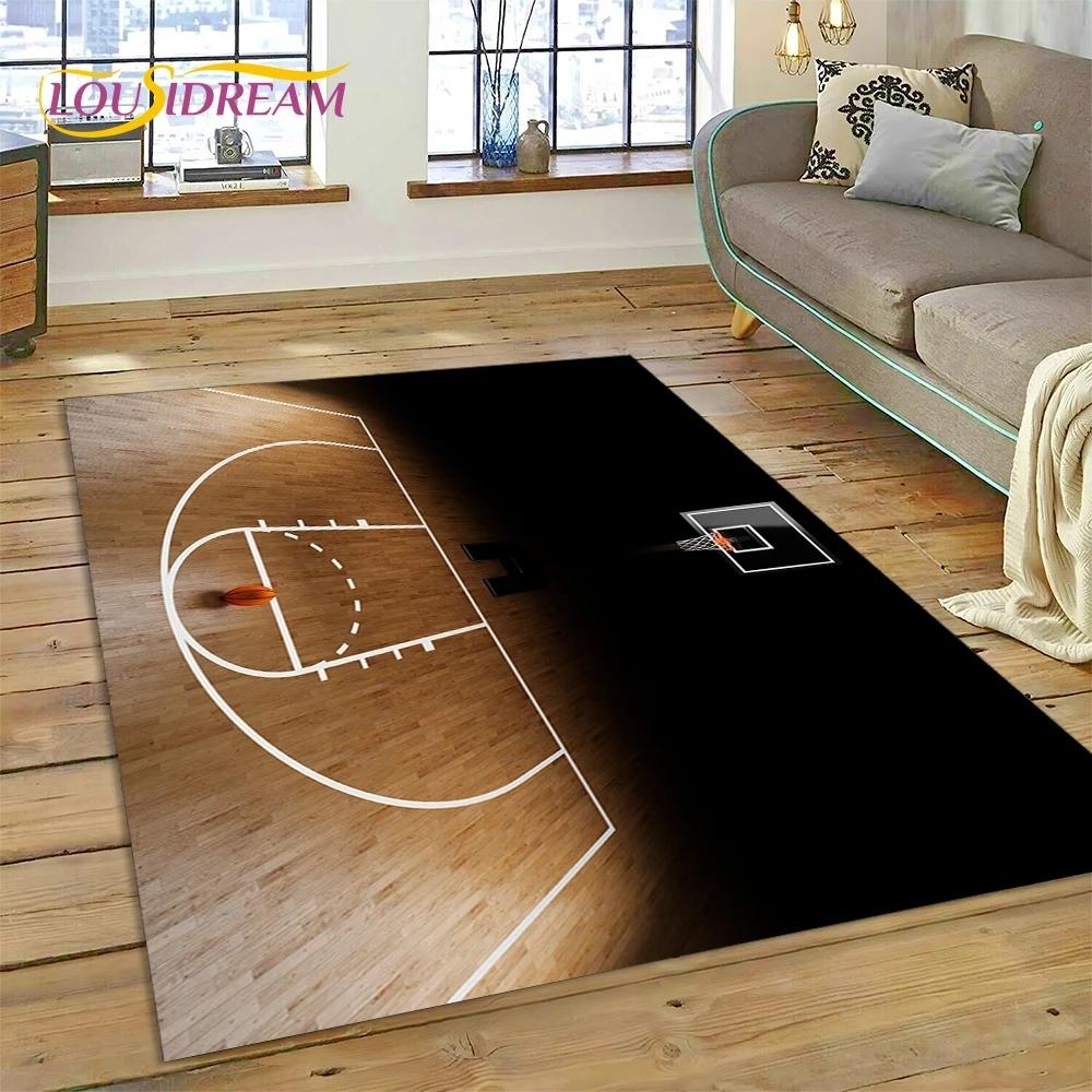 Lastest Basketball Court Frame Cartoon Rug Carpet for Living Room Bedroom Home Decor,Non-slip Decoration for Sofa Doormat Gifts