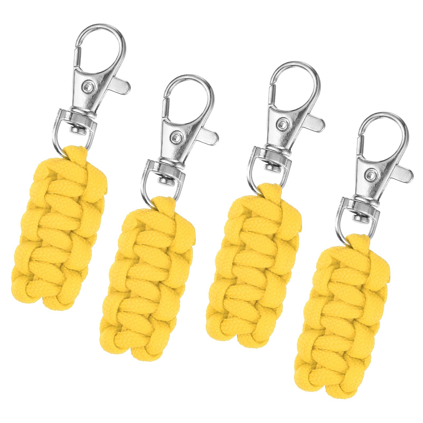 

uxcell 4Pcs Paracord Zipper Pull Paracord Lanyard Key Chain for Backpack Tent Trolley Case Travel Case Key Jacket Yellow