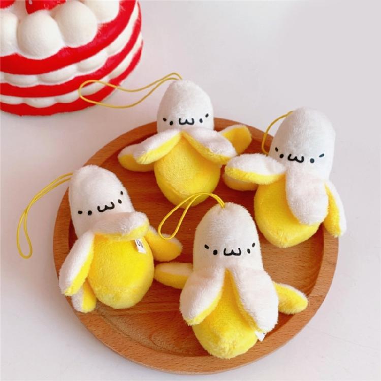 Playful Banana Keychain Toy Soft Plush Keyring Colorful Key Chain Accessories for Women and Men Car Interior Decoration