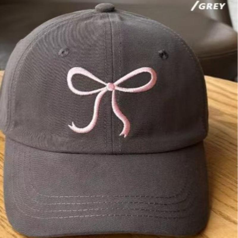 

Fashion Embroidery Bow Baseball Hats Girl Baseball Caps Sun Hat High Ponytail Adjustable Outdoor Travel Caps New Hip Hop Hat Adjustable серый