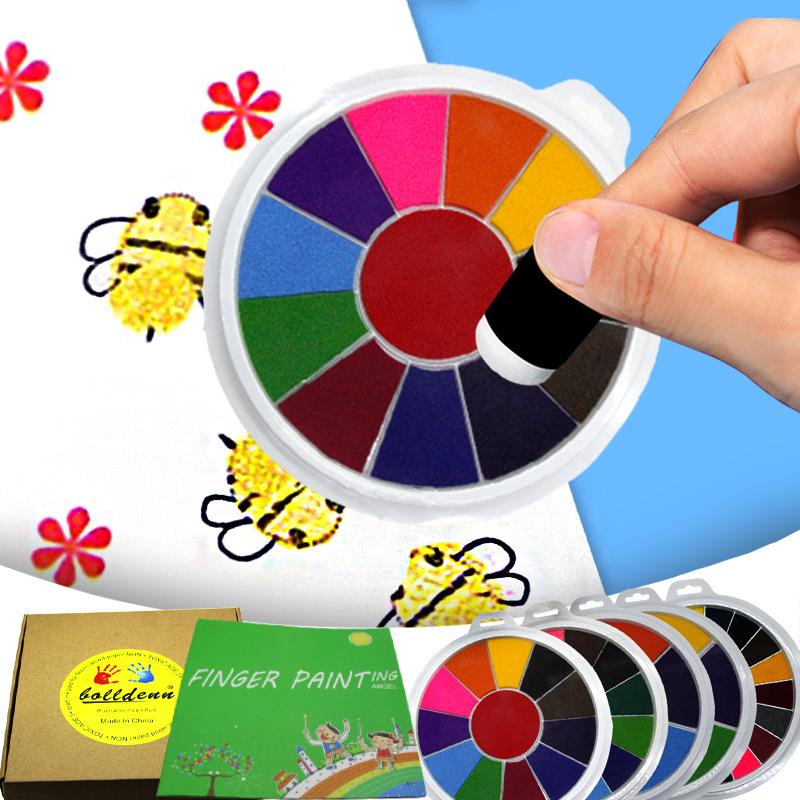 Eco-friendly Washable Six-Color Finger Painting Pad Set for Kids