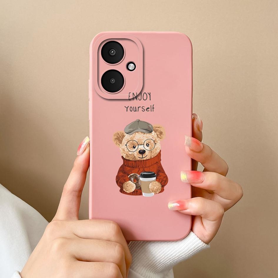 Flytende silikon for Xiaomi Poco X6 F5 Pro F6 M6 Pro 5G X 6 M 6 F 5 Deksel Panda tegneseriemønster Høykvalitets støtsikker telefonvesker Bumperhus