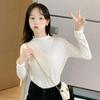 Autumn and Winter Women's Half-high Neck Sweater Bottoming Shirt Long-sleeved Knit Sweater Pullover Inner Slim Top