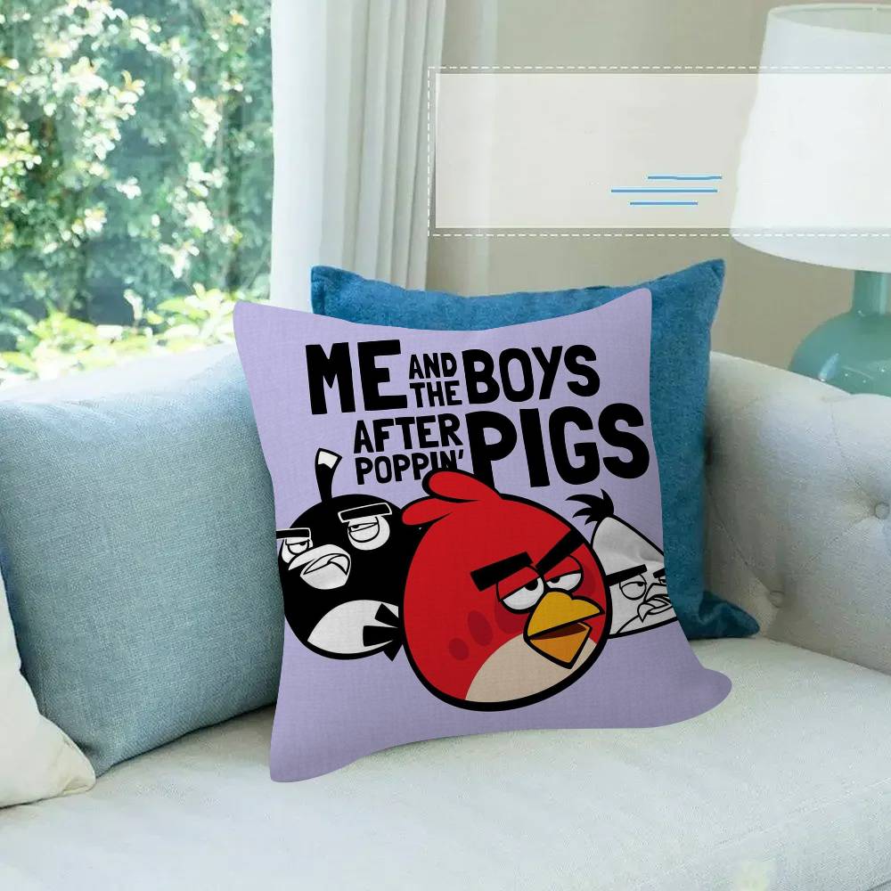Animation A-A-Angry Birds   Cushion Cover Car Throw Pillow Case For Sofa Car Christmas Gift
