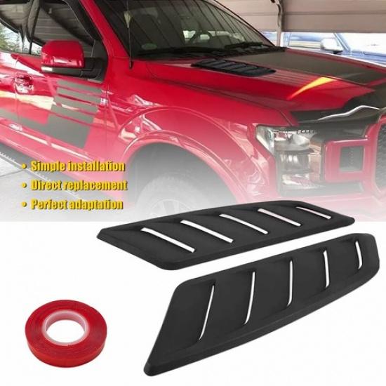 2PCS Black Car Side Fender Hood Bonnet Vent Air Flow Intake Louver Scoop Cover D