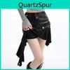 Leather Vintage Irregular Pu Black Skirt For Women Autumn New Style Ruffle Edge A Line Hip Up Mini Aline Skirt 2000s Aesthetic