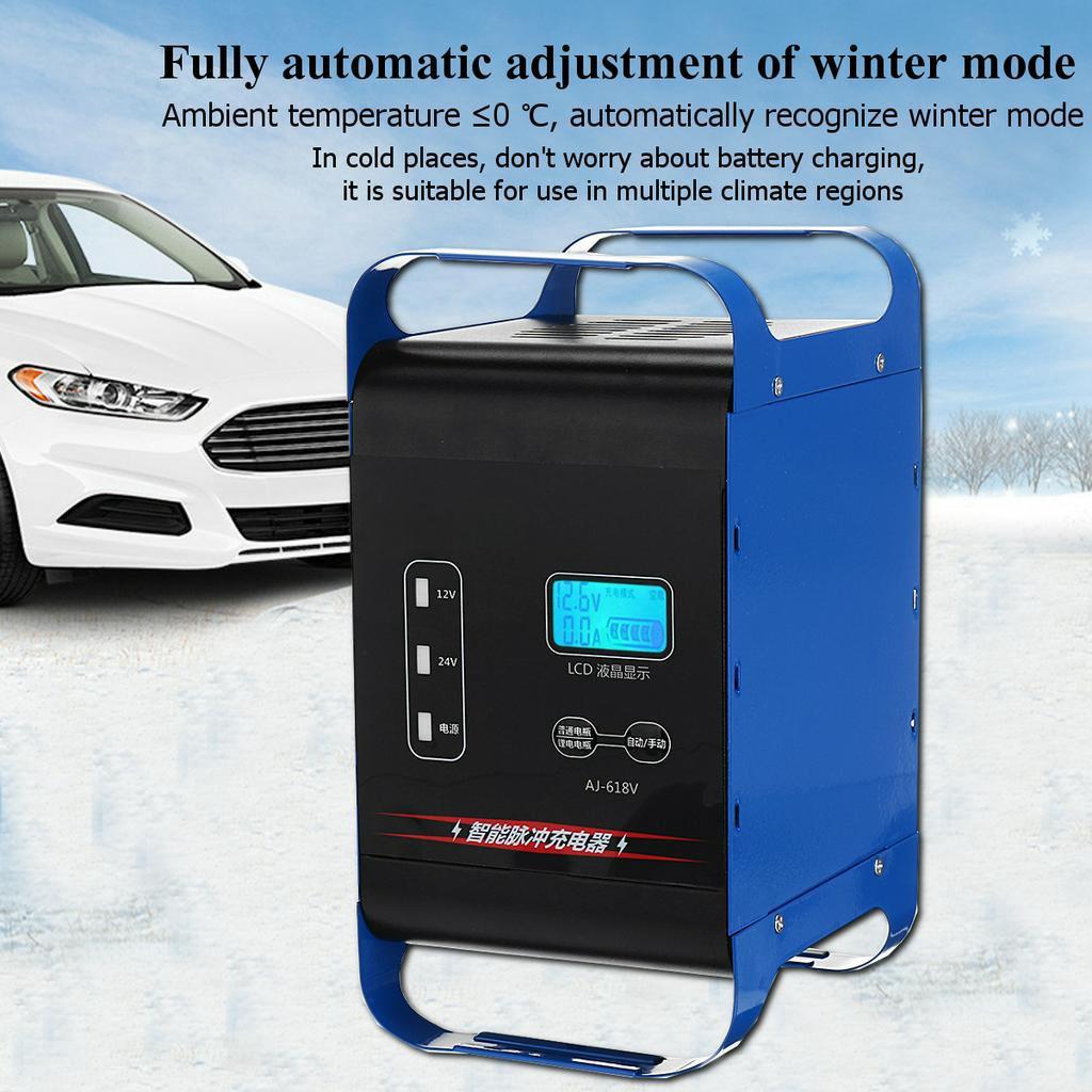 400W 12V/24V Car Battery Charger Intelligent Automatic Pulse Repair Lead acid Battery LCD Display Smart Automobile Motorcycle Charger