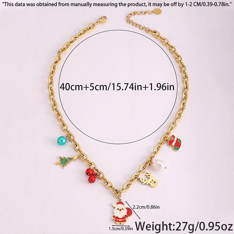 Stainless Steel Cute Santa Claus Christmas Pendant Necklace for Women