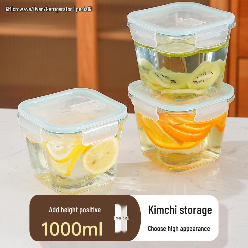Sheng Bangrong Szklany hermetyczny pojemnik na żywność do mikrofalówki do przechowywania i utrzymywania świeżości, lunchbox na Kimchi i warzywa marynowane