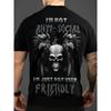 European Sizes Men's 3D Skull & Wings Graphic T-Shirt -  Soft Breathable Streetwear Tee with Anti-Social Message Print, Regular Fit Short Sleeve