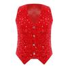 Women Sparkly Sequin Vest Sleeveless V-neck Irregular Hem Party Top for Cocktail Banquet Nightclub Summer