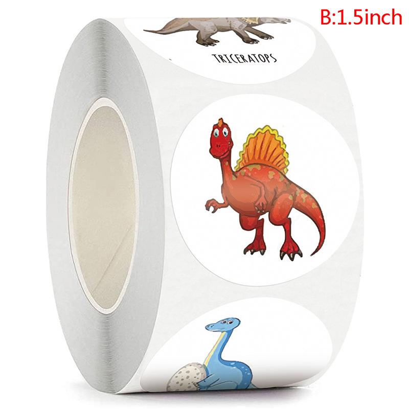 500 szt./rolka Naklejki z nagrodami z dinozaurami Motywacyjne naklejki dla dzieci