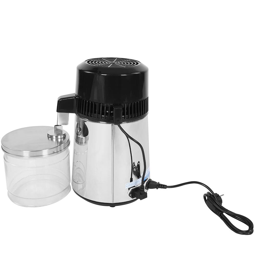 Electric Pure Water Distiller Countertop Stainless Steel Shell with Glass Bottle(Silver  Plu)