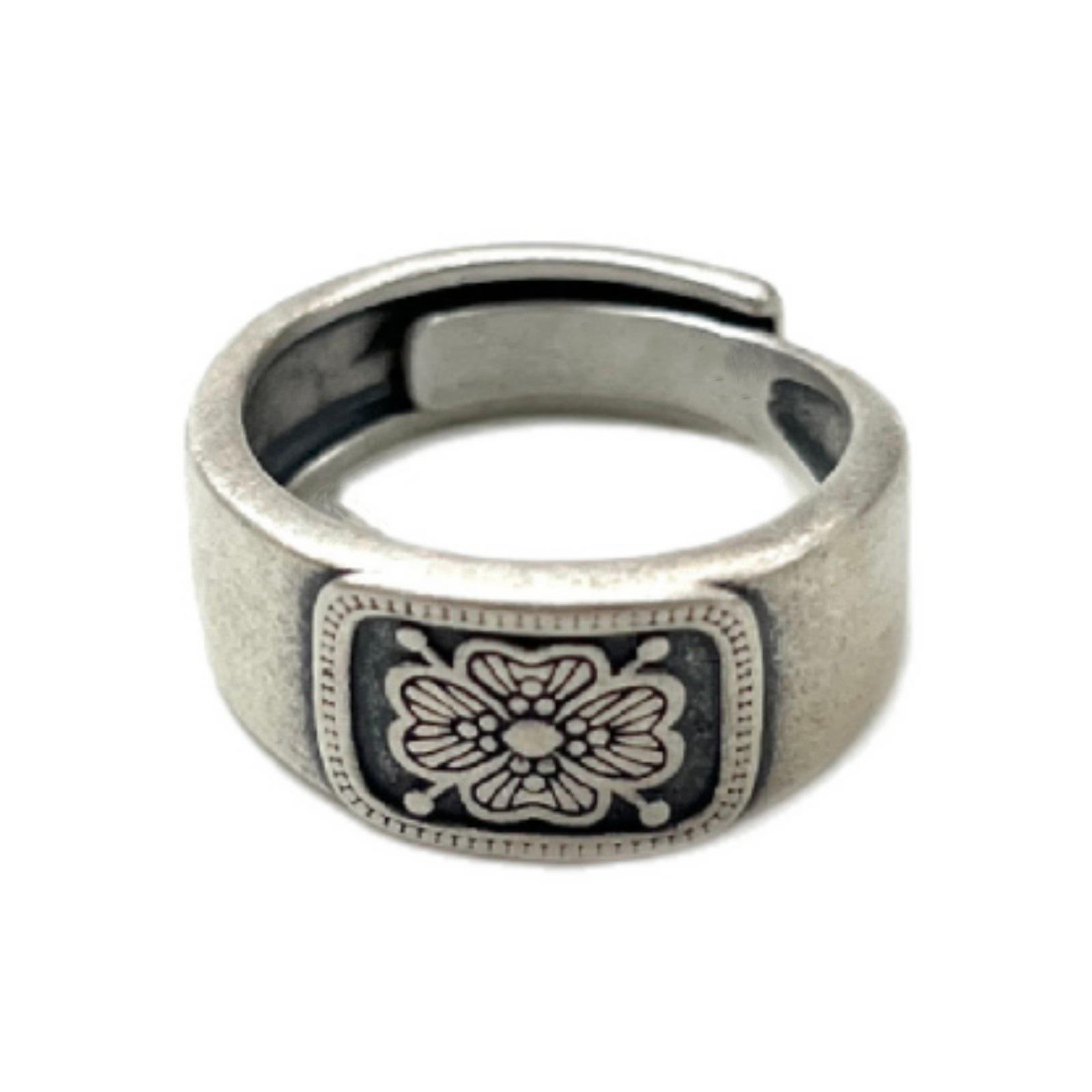 

Yintai Feifei Ethnic Chrysanthemum Thai Silver Open Rings - Retro, Versatile, Niche Couple Design Adjustable Open Size
