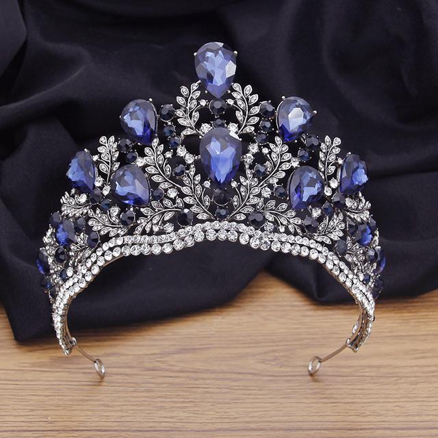 Quality Pageant Crown Headdress Royal Queen Large Water Drop Crystal Tiaras Diadem Bridal Wedding Hair Jewelry Bride Accessories