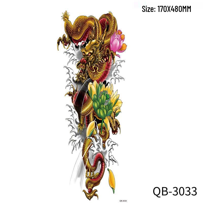 Waterproof Full Arm Flower Cartoon Tattoo Sticker - Semi-Permanent Celebrity Style 48x17 cm