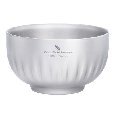 Boundless Voyage Titanium Rice Hollow Titanium Double for Children and Ramen Rice Soup Heat Lightweight Titanium Outdoor Camping with Storage Bag