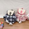 Cute Sweet Cartoon Doll Backpack Pink and White Plaid Niche Design Girl Bag Student Backpack Gift