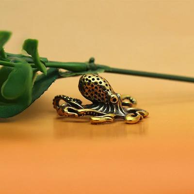 Octopus van messing, huisdecoratie, antieke koperen dierenfiguren, miniaturen, bureau-ornamenten, accessoires, creatieve tafel, thee, huisdieren, knutselen