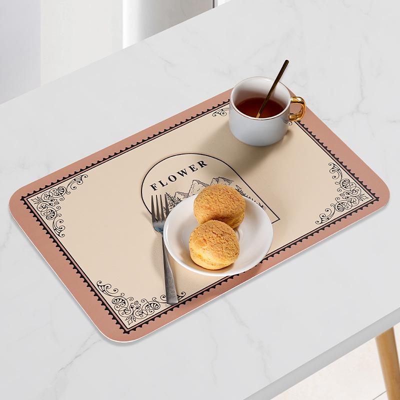 Europäischer Stil Wasserdicht, Ölfest und Hitzebeständig Tischunterlage - Luxuriöse Leder Schreibtisch- und Essmatte