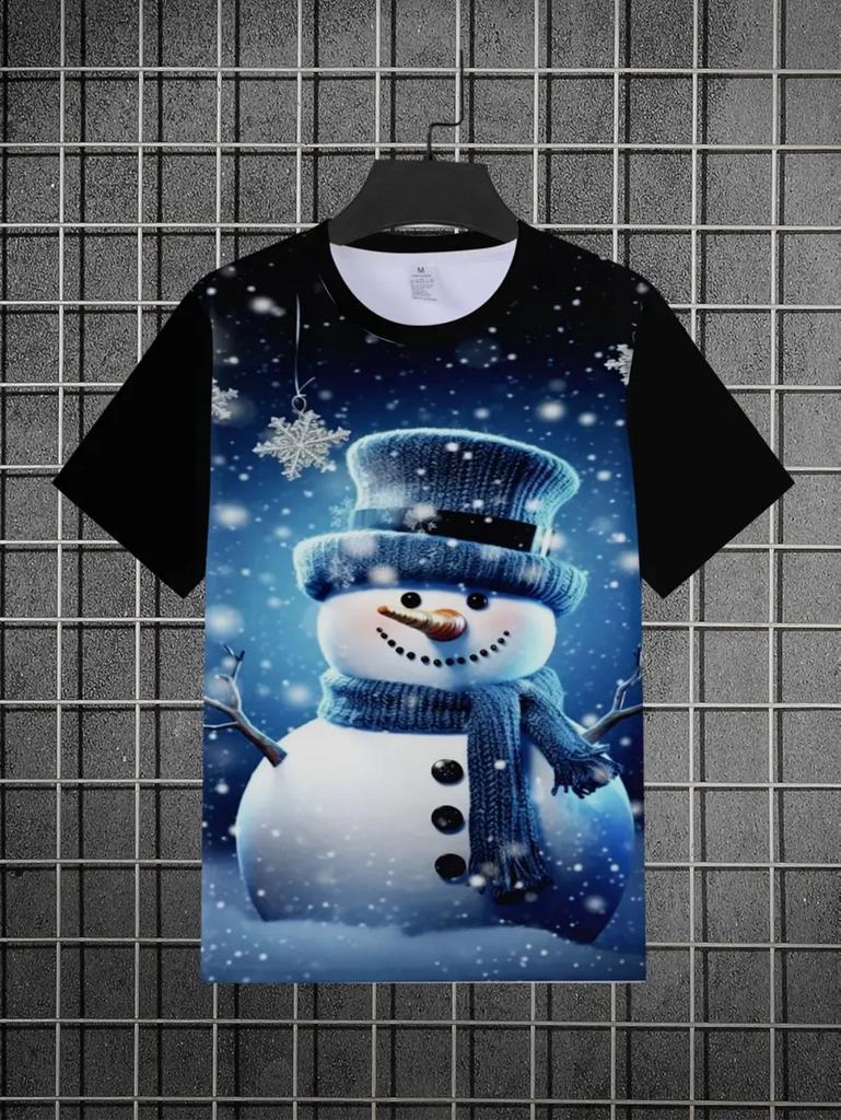 T-Shirt for Kids Santa Claus 3D Print Boys Short Sleeve Tee Happy New Year 2026 Kids Girls Clothes Festive Party Kids Clothing
