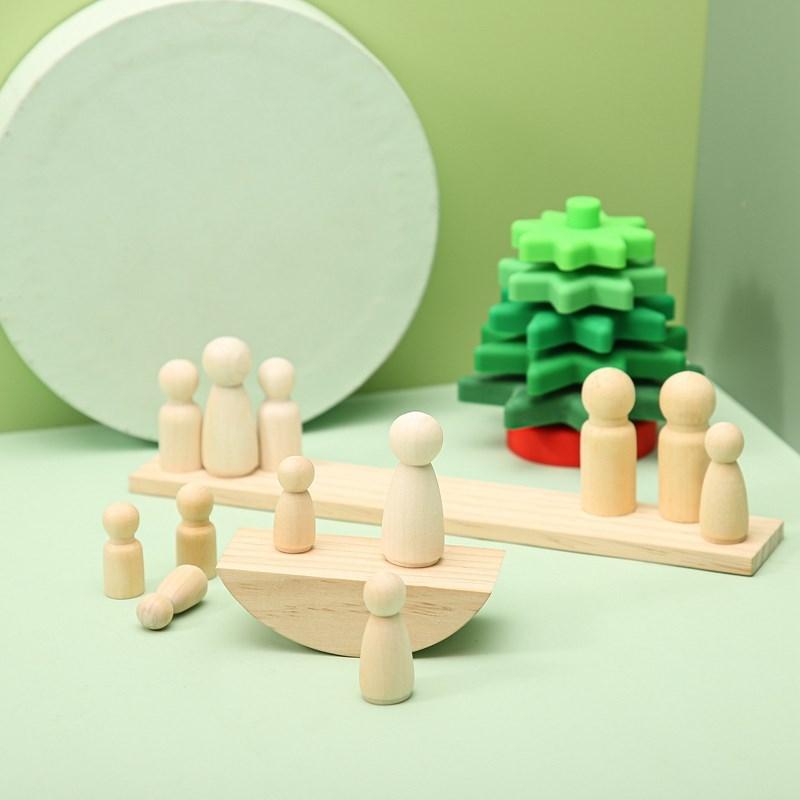 1Set Balance Scale Montessori Toy Set DIY Maple Doll Baby Balance Training Constructor for Children Gifts Maple Doll Toys