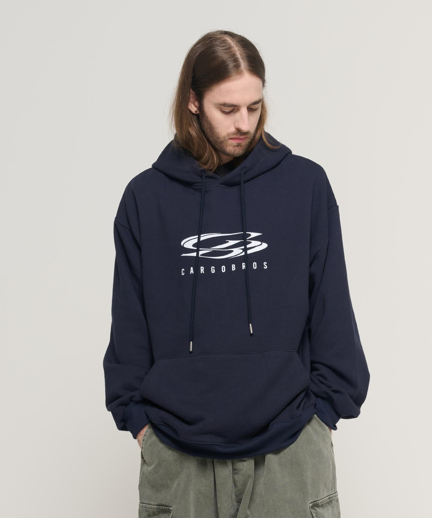 Cargo Bros Circle Logo Oversized Hoodie (Navy) L
