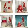 New Christmas Pillow Cushion Dwarf Elk Santa Claus Series Sofa Decoration Linen Pillow Cover
