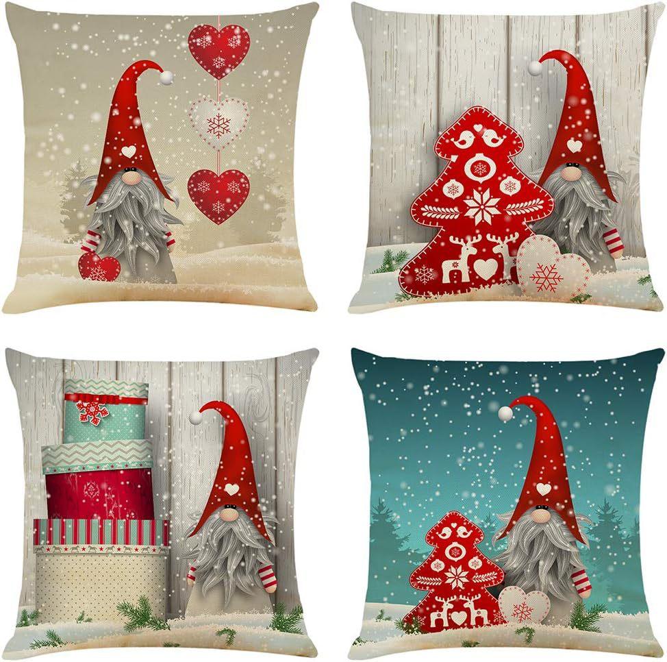 New Christmas Pillow Cushion Dwarf Elk Santa Claus Series Sofa Decoration Linen Pillow Cover