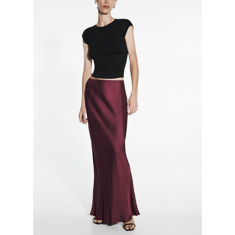 Spring New Arrival High Waist A- line Sheath Skirt Long Skirt Fancy Silk Satin Texture Midi Skirt 9878250
