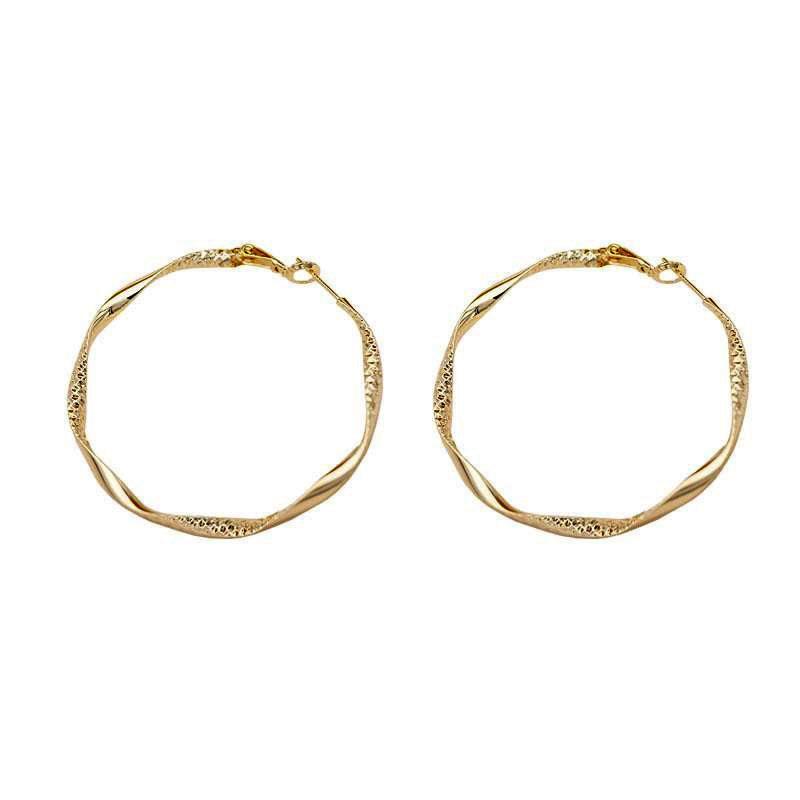 European and American light luxury exaggerated large circle earrings 111 silver needles personalized design sense twisted irregular earrings