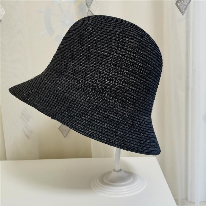 

Foldable Sun Hats Women New 2024 Summer Sun visor Protection Straw Hats Panama Beach Bucket Cap Sombreros De Mujer Sunhats 54-58cm чорний
