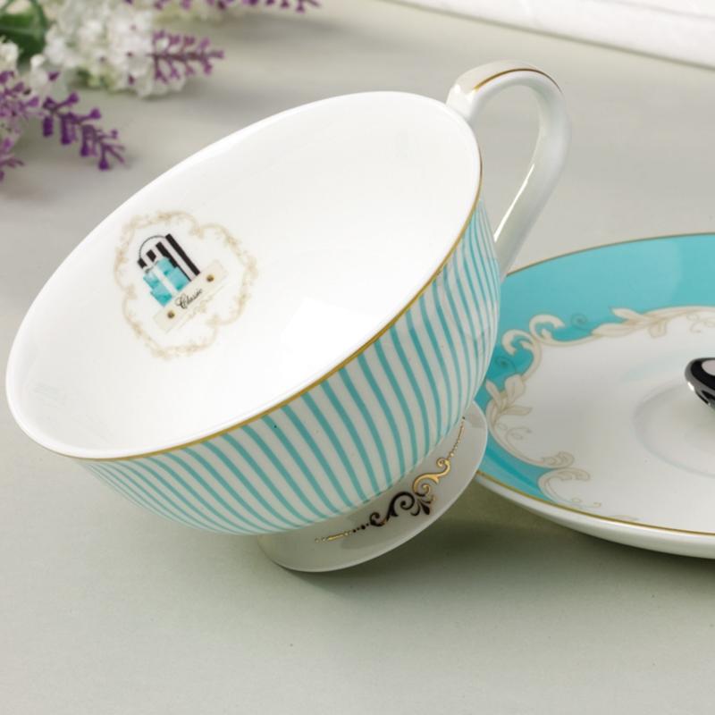 European Coffee Cup Blue Bone China English Afternoon Tea Set Teacup Party Tazas De Cafe Home Drink Wedding Gift|Coffee Cup & Saucer Sets