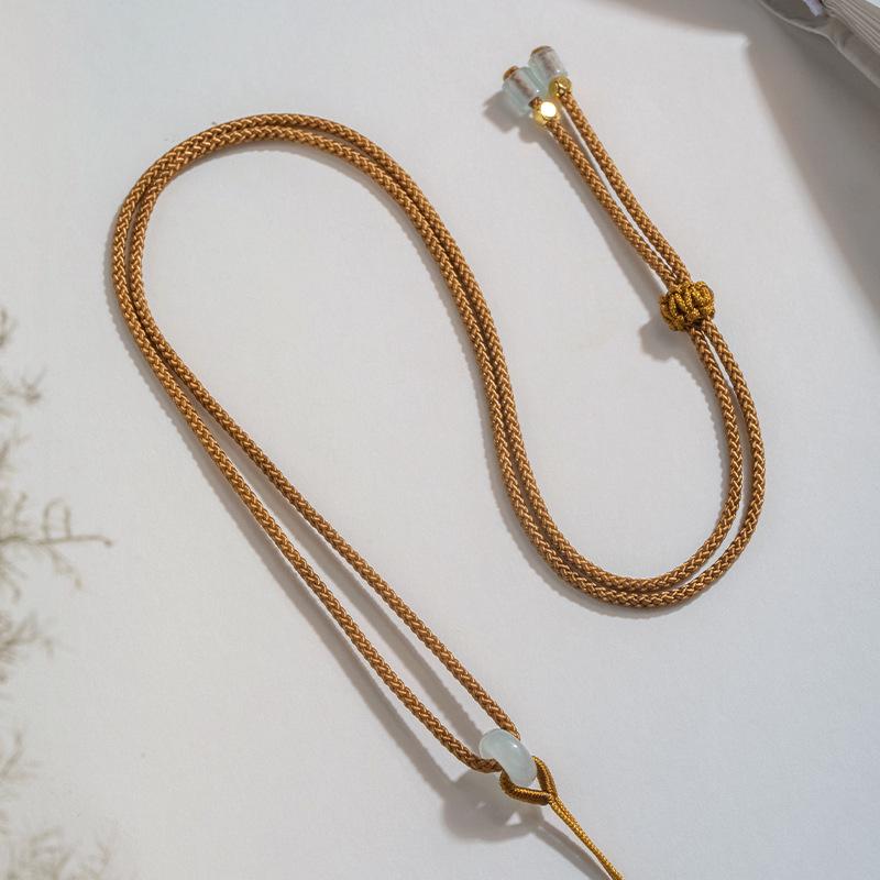 

Jadeite Safety Buckle Pendant with Braided Necklace Rope имбирный/жёлтый