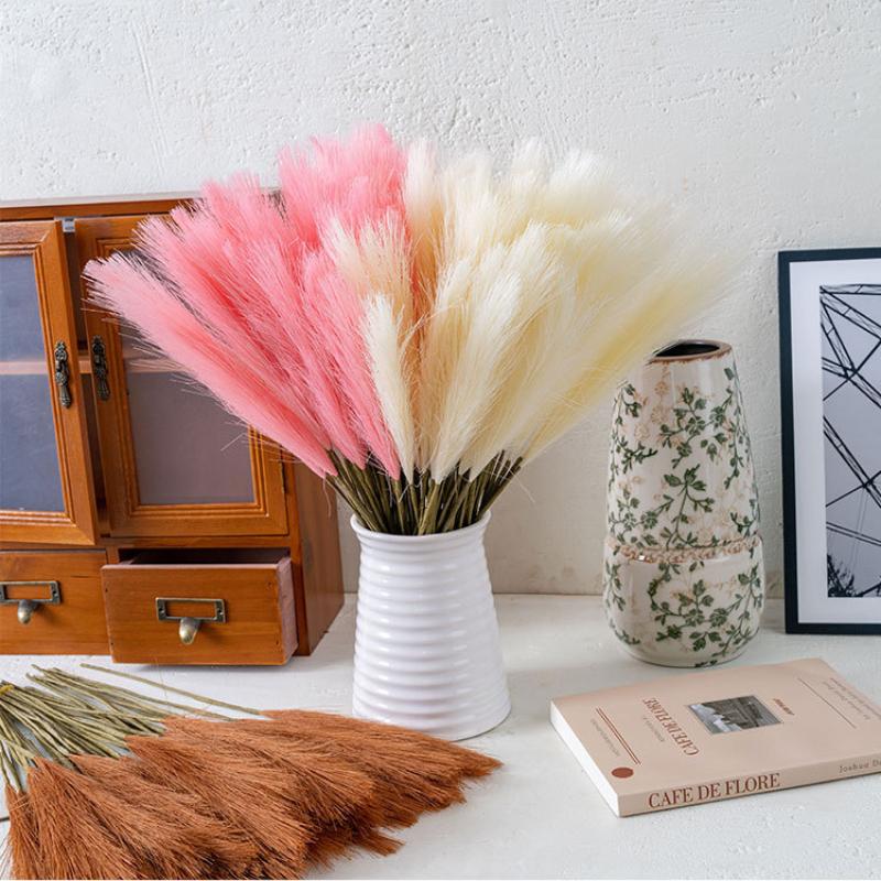 10 buc Buchet Pampas Artificial Floare de Stuf Fals Pampas Fals 40cm pentru Decorare Casă Nuntă Petrecere