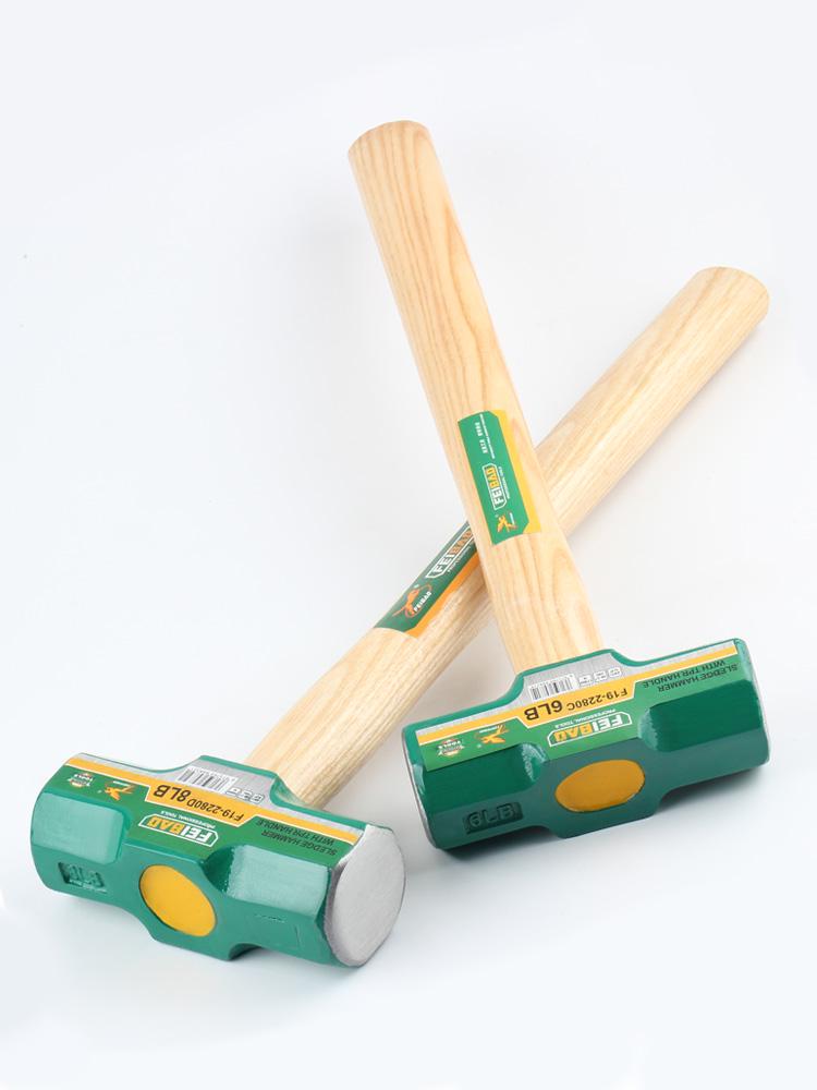 Octagonal Stonemason Hammer with Square Head, Iron/Wood Handle, Available in 3 lb, 4 lb, 6 lb.