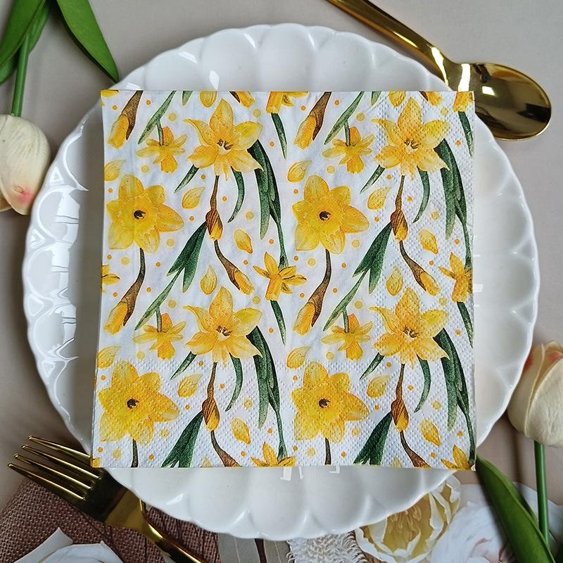 20pcs/Pac 33*33cm 2-Ply Disposable Party Napkin Floral Pattern