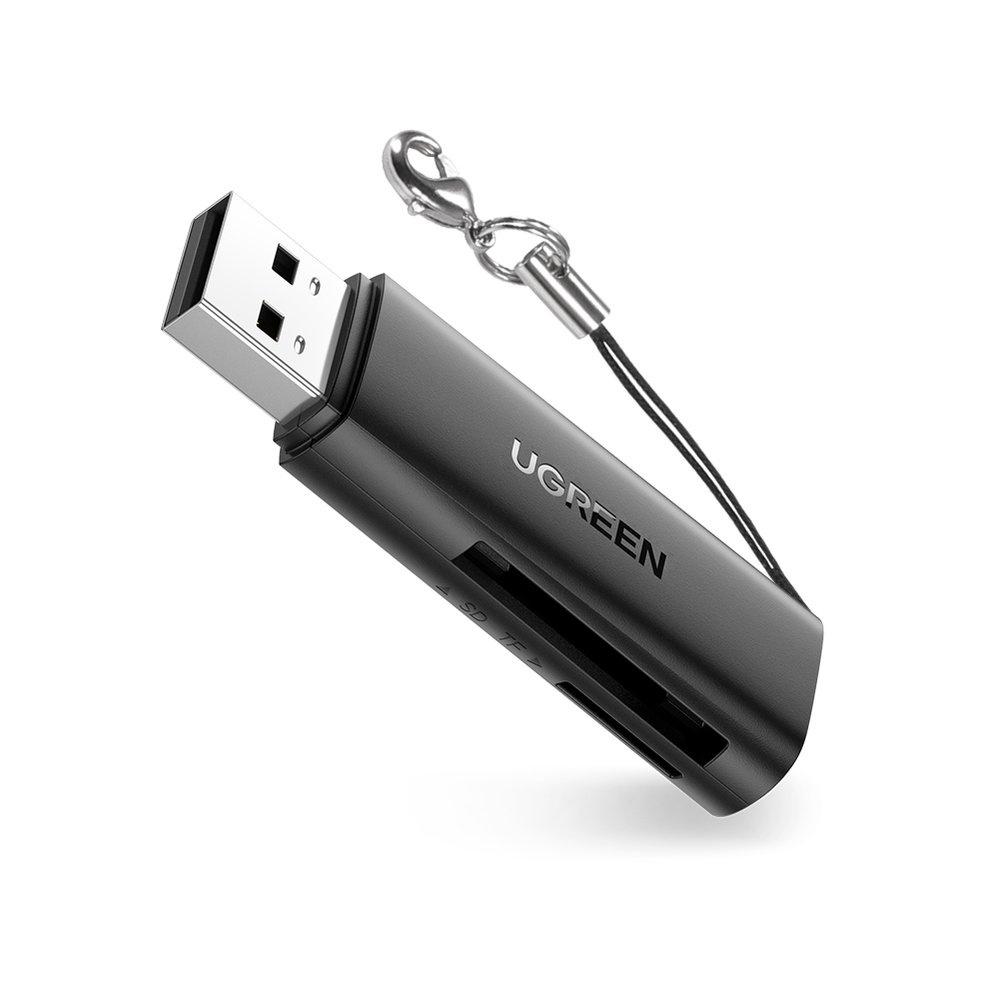 Ugreen CM264 USB 3.0 Dual Slot SD/TF Memory Card Reader - Black, High-Speed Data Transfer