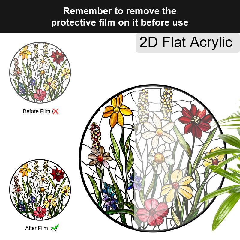 Acrylic Mixed Wildflower Meadow Suncatcher Stained Glass Effect Window Hanging Ornament Floral Themed Gift for Home