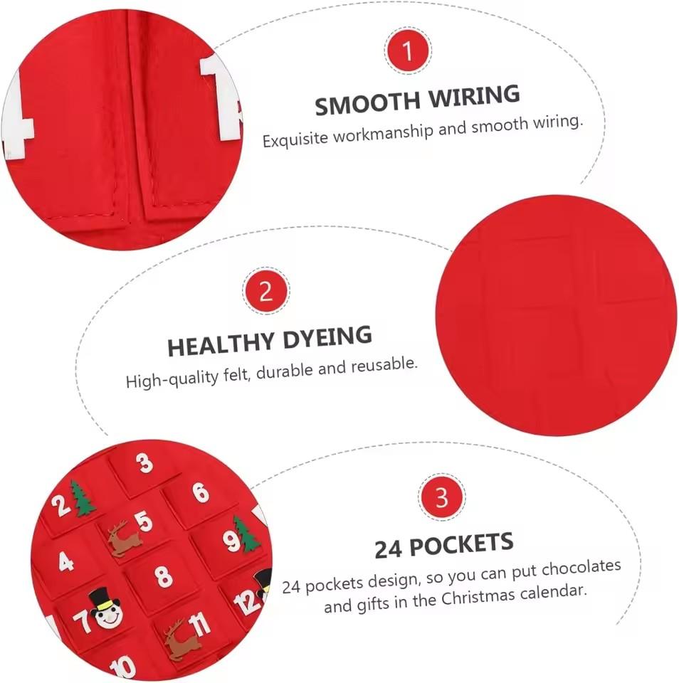 Christmas Countdown Calendar Door Ornament Crafted From Soft Felt This Santa Advent Hanger Safely Brightens Your Holiday Home