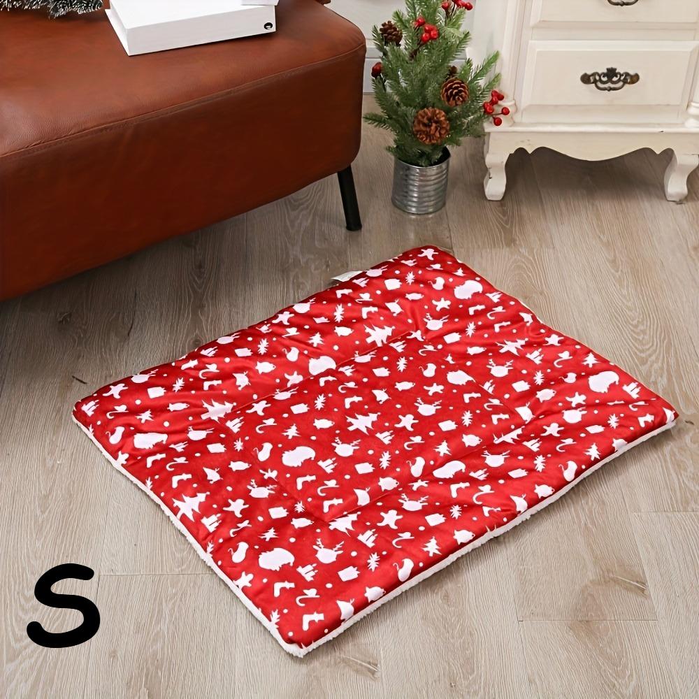 

Christmas Thickened Pet Bed Mat - Cozy Red Cartoon Print Cat & Dog Bed, Durable Polyester for Pets, Holiday Home Decor, Pet Bed