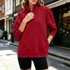 Women's Color Stand Collar Long Sleeve Loose Fit Pullover Sweatshirt with Pockets