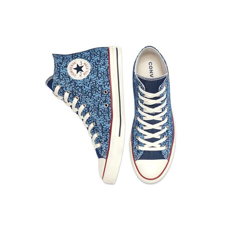Converse Chuck Taylor All Star Vintage Versatile Casual High-Top Canvas Shoes Unisex Sneakers Blue Floral 168038C