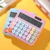 Mechanical Calculator 12 Digit Large LCD Display Big Round Button 15 degrees Tilt Screen Cute Candy Colored Dual Power