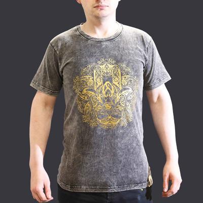 Hamsa T-Shirt Stone Washed Dark Grey Small