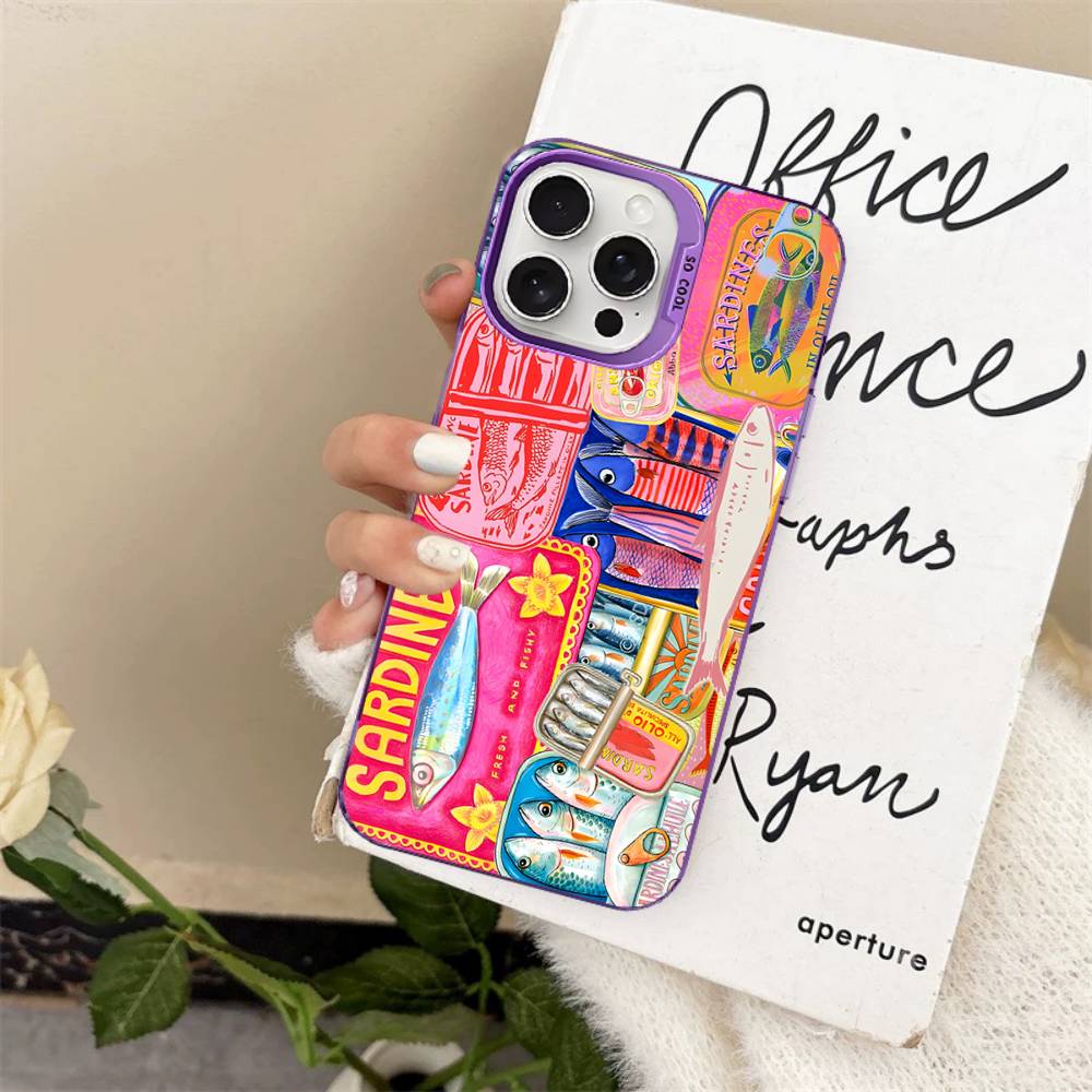 

Fish Funny Sardines For iPhone 17 16 15 14 13 12 11 Pro Max Plus Matte Color Back Phone Cover iPhone 14 plus
