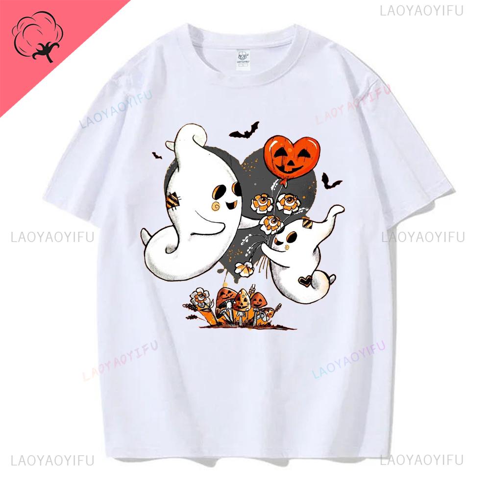 Halloween Familj Matchande T-shirts Söta Spöklika Halloween Party T-shirts Pumpatryck Kortärmade Kläder Mode Trend T-shirts