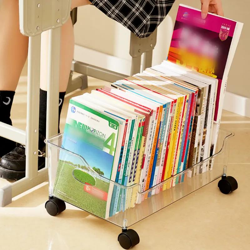 Movable and Portable Book Storage for High School and Middle School Students' Homework Storage Box with Wheels for Classroom Storage