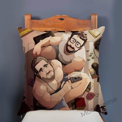 Super Sexy Hot Masculine Male Muscle Hairy Bear Man Cartoon Gay Art Soft Velvet Sofa Pillow Case Cozy Boyfriend Cushion Cover