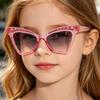 Fashion Cat Eye Sunglasses Boys Girls Sparkle Ornament Anti Uv Gradient Lens Holiday Outdoor Children Eyewear
